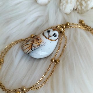Collana con ciondolo barbagianni dorato
