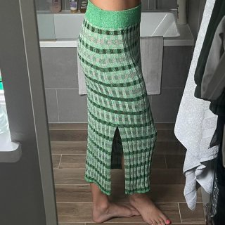 Falda midi lentejuelas verde M