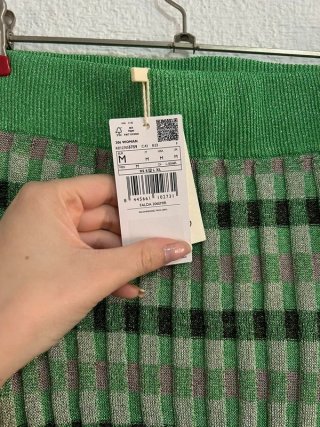 Falda midi lentejuelas verde M