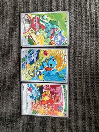 Set 3 Cartas Pokémon Bulbasaur, Squirtle, Charmand