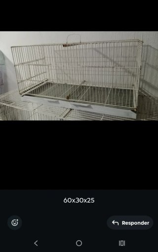 Jaula para pájaros plateada y blanca