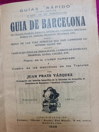 Guía Antigua Barcelona de 1933 con datos curiosos