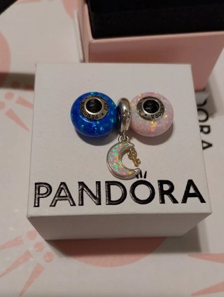 Lote 3 charm Pandora Ópalo Luna Llave