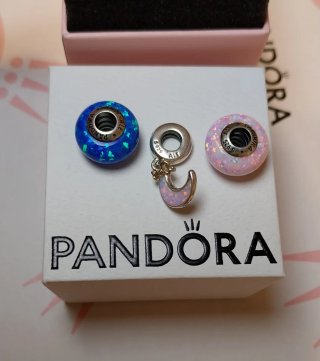 Lote 3 charm Pandora Ópalo Luna Llave
