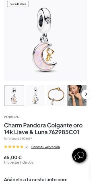 Lote 3 charm Pandora Ópalo Luna Llave