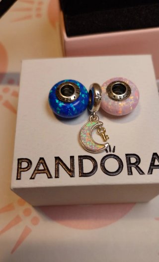 Lote 3 charm Pandora Ópalo Luna Llave