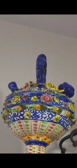 Antiguo búcaro botijo de novios cerámica de Manise