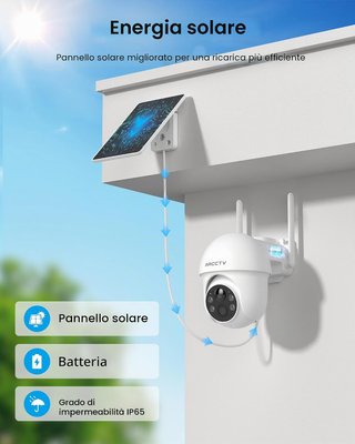 Telecamera ARCCTV Solare Esterno 4MP Wi-Fi