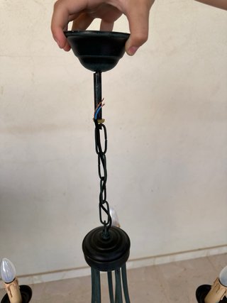 Lampada in ferro battuto verde a 5 bracci