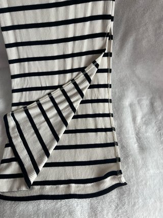 Falda larga a rayas blanco crudo Bershka