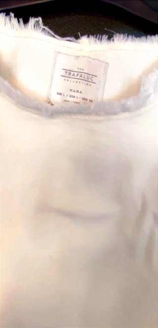 CropTop denim blanco Zara Trafaluc L deshilachado
