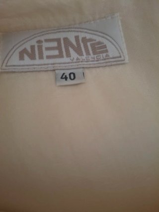 Vestido Beige y Azul con chaqueta Talla 40