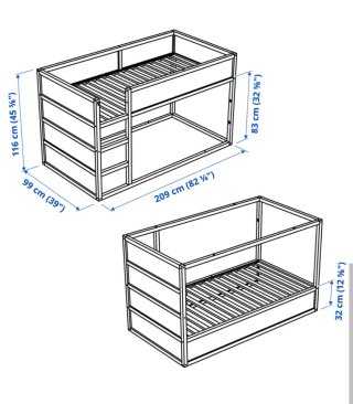 Cama alta KURA IKEA reversible + Dosel