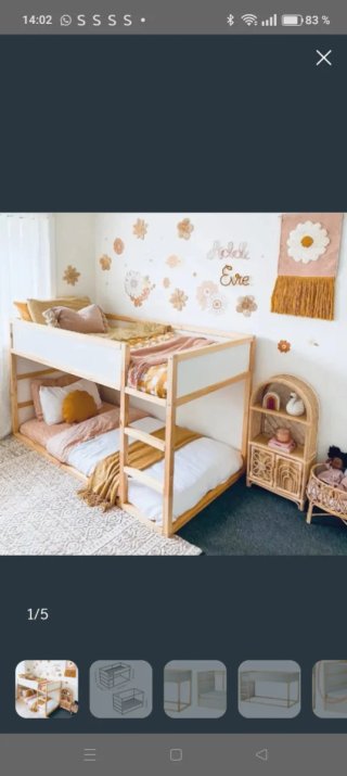 Cama alta KURA IKEA reversible + Dosel