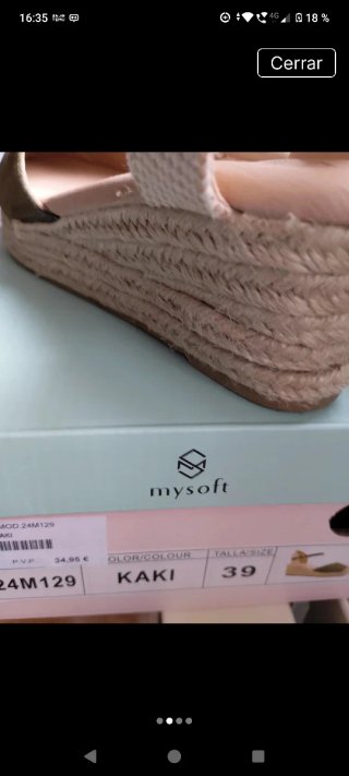 Rebajas! Sandalias Cuña Esparto T/39 kaki