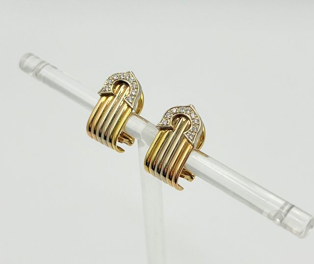 Pendientes Oro 18k Combinado y Circonitas 6.92 gr