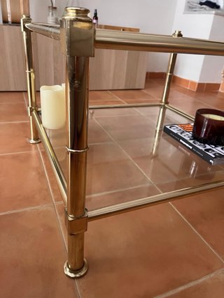 Mesa centro cristal vintage dorado