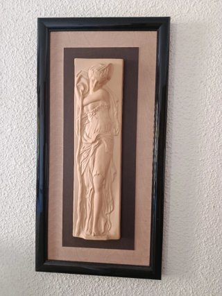 2 Cuadros Terracota Marco Negro Dorado