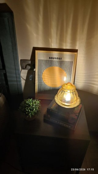 Lámpara Mesa Vintage Mid-Century Cristal