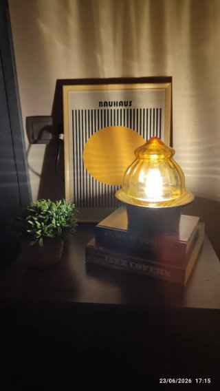 Lámpara Mesa Vintage Mid-Century Cristal