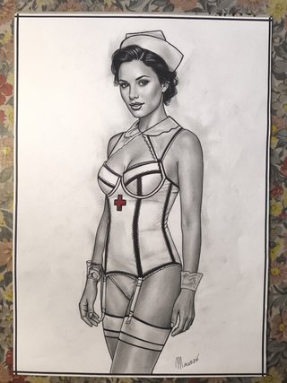 Dipinto quadro disegno infermiera sexy