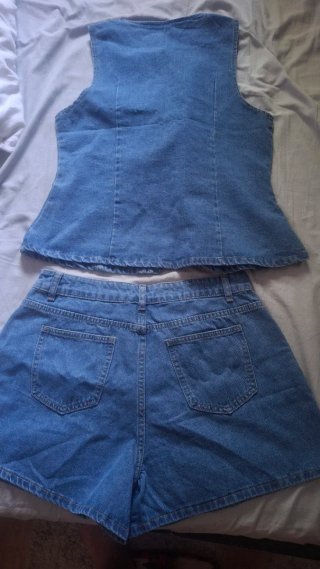 Conjunto Chaleco y Short Vaquero Azul