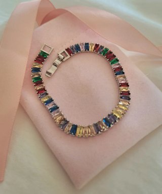 Pulsera Plata Circonitas Multicolor