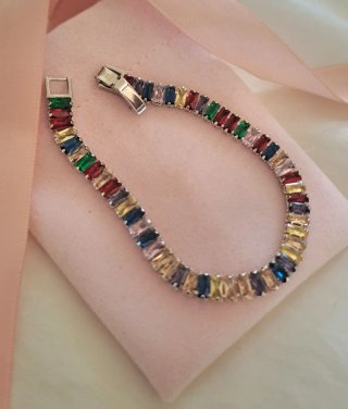 Pulsera Plata Circonitas Multicolor