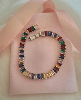 Pulsera Plata Circonitas Multicolor