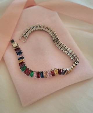 Pulsera Plata Circonitas Multicolor