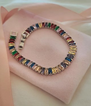 Pulsera Plata Circonitas Multicolor
