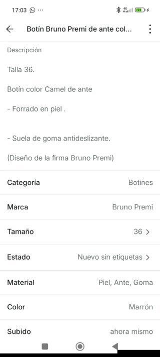 Botin Bruno Premi Ante Camel Talla36 antideslizant
