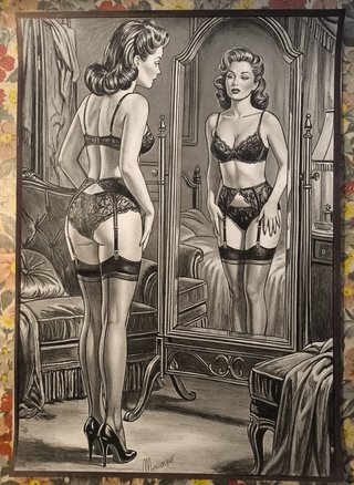 Disegno Pin-up donna in lingerie