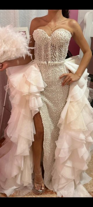 Vestido de fiesta perlas boda gitana