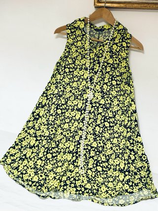 Vestito corto Calliope floreale giallo e nero