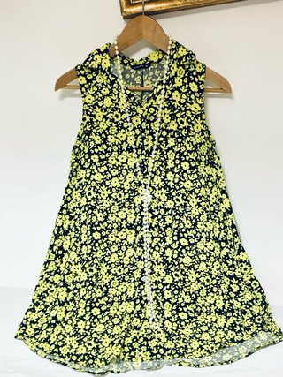 Vestito corto Calliope floreale giallo e nero