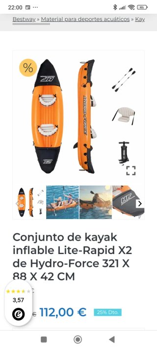 Kayak hinchable Hydro-Force Lite-Rapid X2