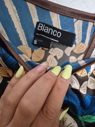 Vestido túnica Blanco satén estampado S
