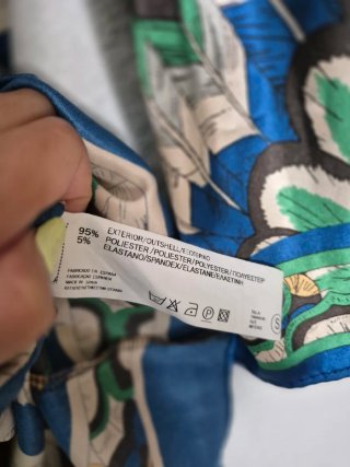 Vestido túnica Blanco satén estampado S
