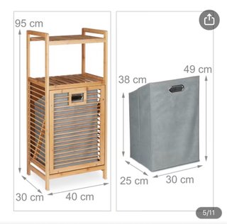 Cesto per biancheria in bambù con ripiani