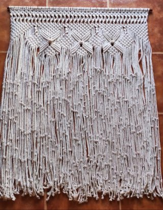 Cortina Macramé Artesanal 92x120 Boho Tapiz