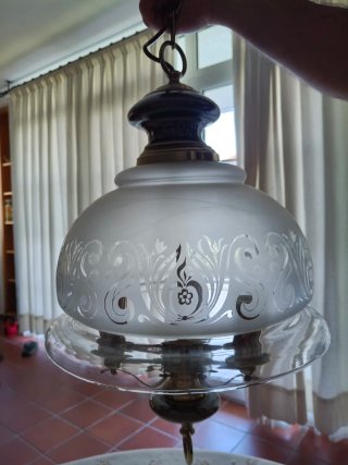 Lámpara colgante vintage cristal cerámica y metal