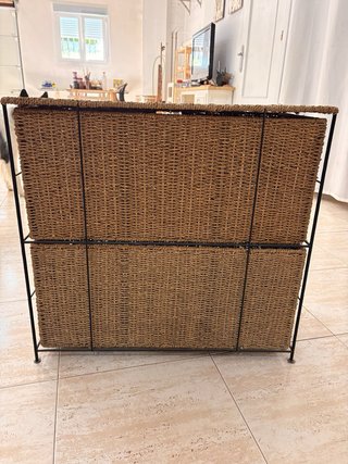 Cajonera Mimbre 2 Niveles Estructura Negra