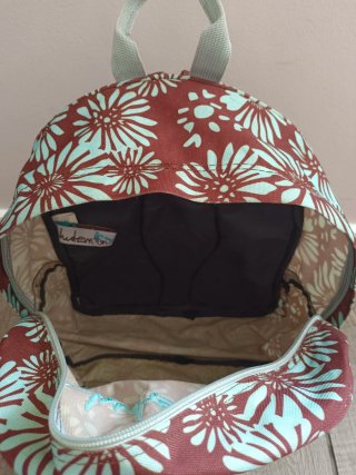 Mochila Bluedem floral marrón y turquesa