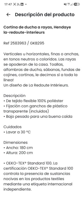 Cortina de ducha La Redoute azul