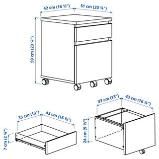Cajonera roble con ruedas Ikea Malm