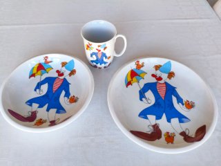 Juego infantil plato payaso y pájaros