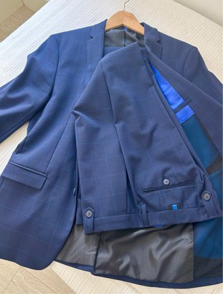 Traje Zara azul marino cuadros hombre. Talla 42-50