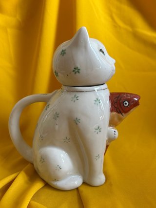 Jarra Vintage Gato con Carpa Cerámica China