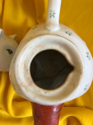 Jarra Vintage Gato con Carpa Cerámica China